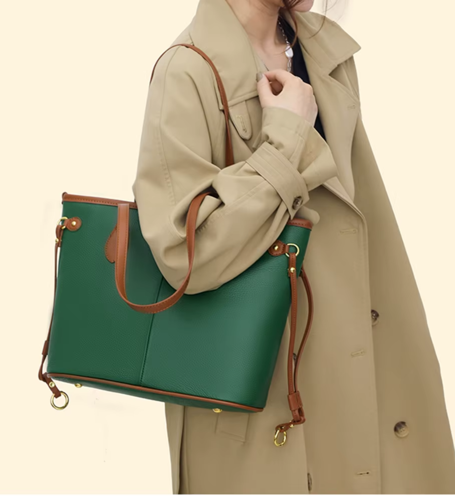 Women's Luxury Genuine Cowhide Leather Tote & Shoulder Bag – Designer High-Quality Handbag