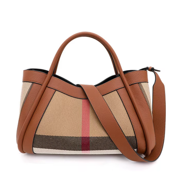 Women's Retro Checkered Canvas & Cowhide Handbag – Luxury Designer Crossbody Bag