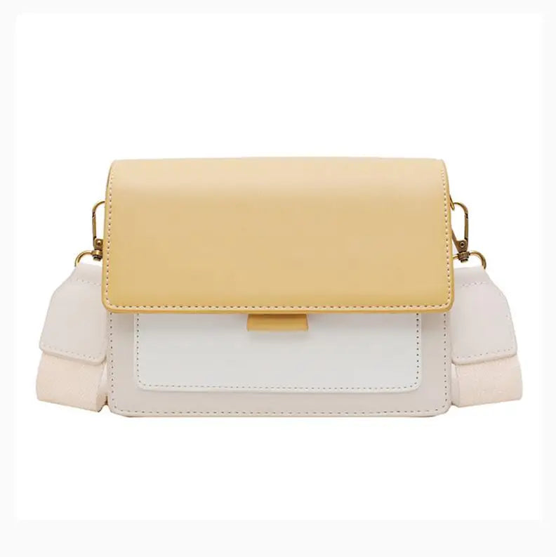 Women’s Contrast Color Leather Crossbody Bag – Stylish Women’s Travel Messenger Bag
