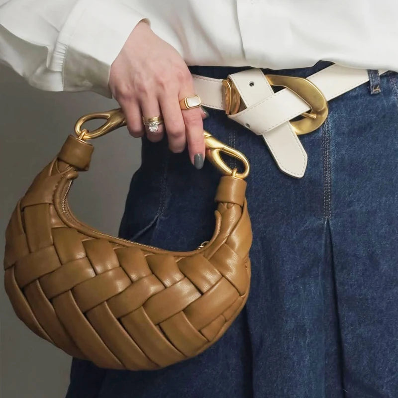 Women's Luxury Half Moon Handbag – Crossbody, Wrist, and Shoulder Bag