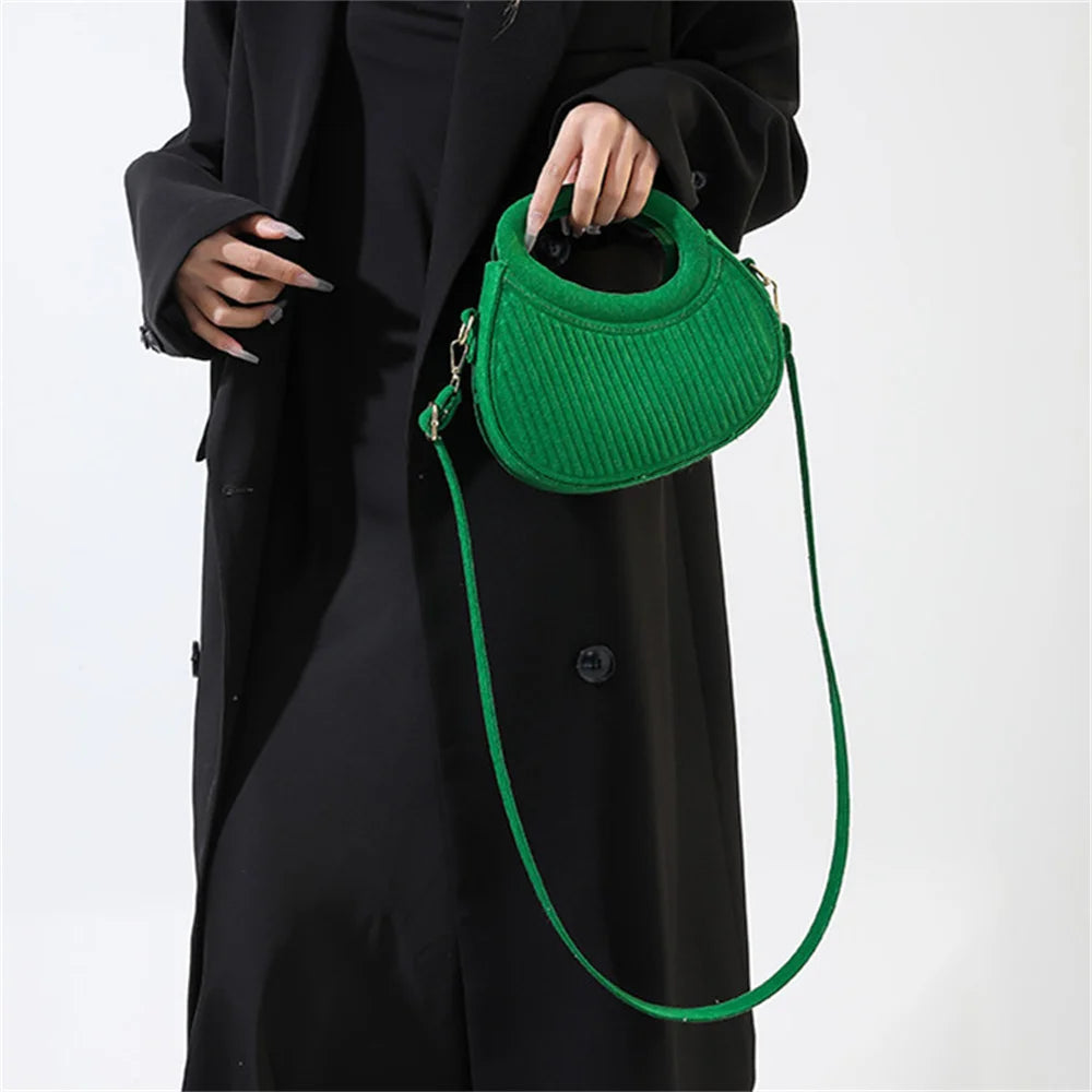 Women’s Candy Color Top-Handle Bag – Portable Felt Crossbody and Shoulder Handbag