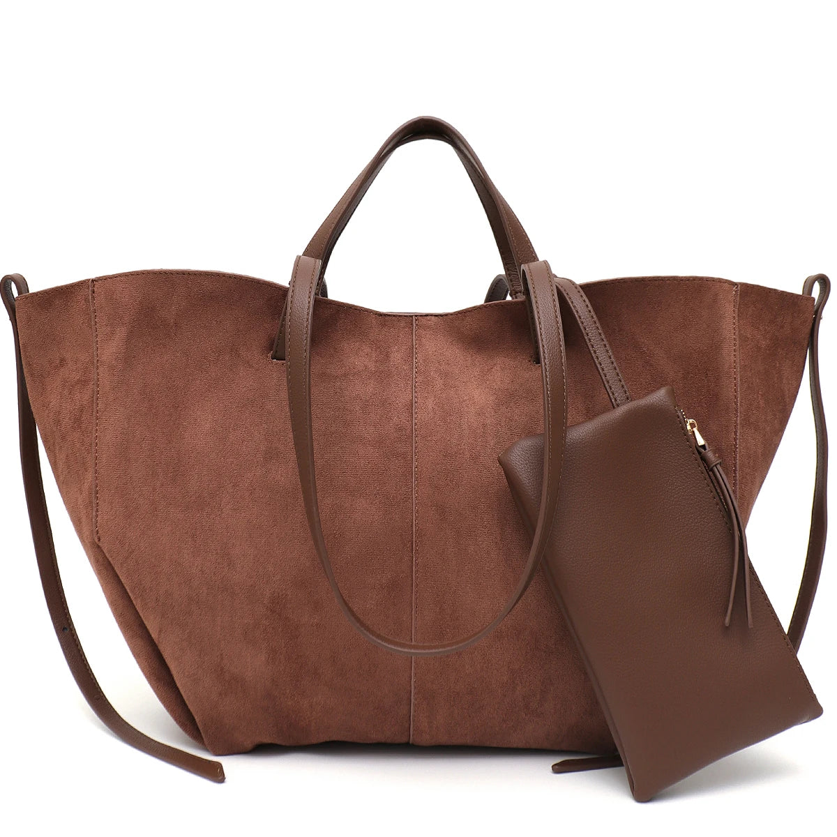 Women’s Soft Faux Suede Tote Bag – Large Capacity Shoulder Purse for Daily Use