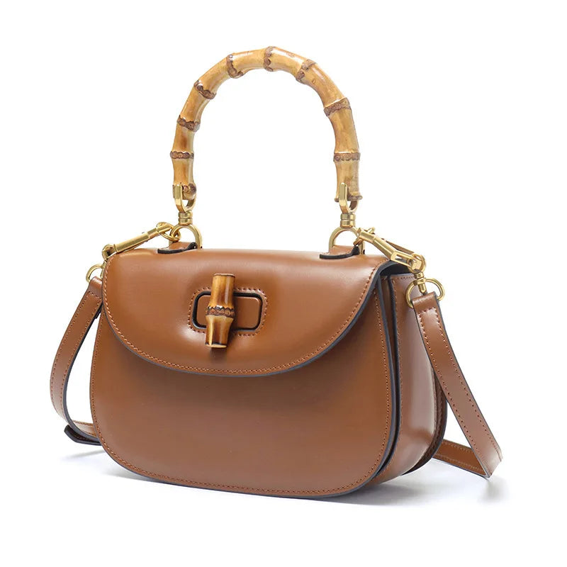 Women’s Premium Leather Designer Bamboo Handle Bag