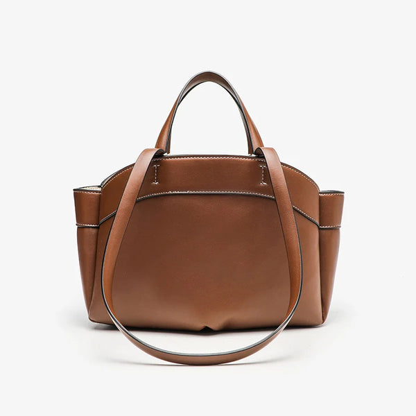 Women's Large Capacity Brown Handbag – Soft Super Fiber Leather Shoulder & Crossbody Commuter Bag