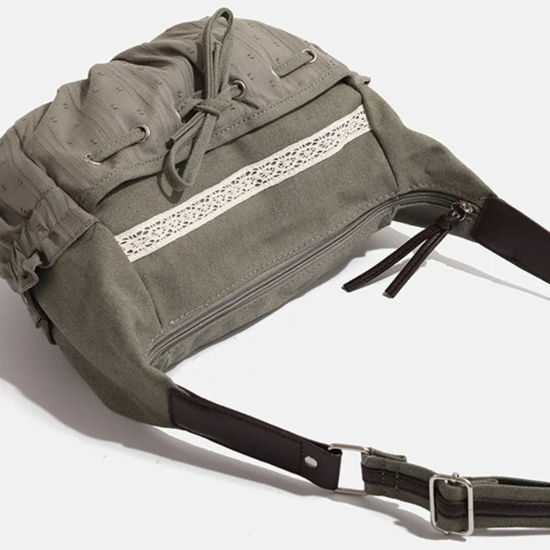 Women’s Streetwear Denim Drawstring Bag – Shoulder & Crossbody Bag