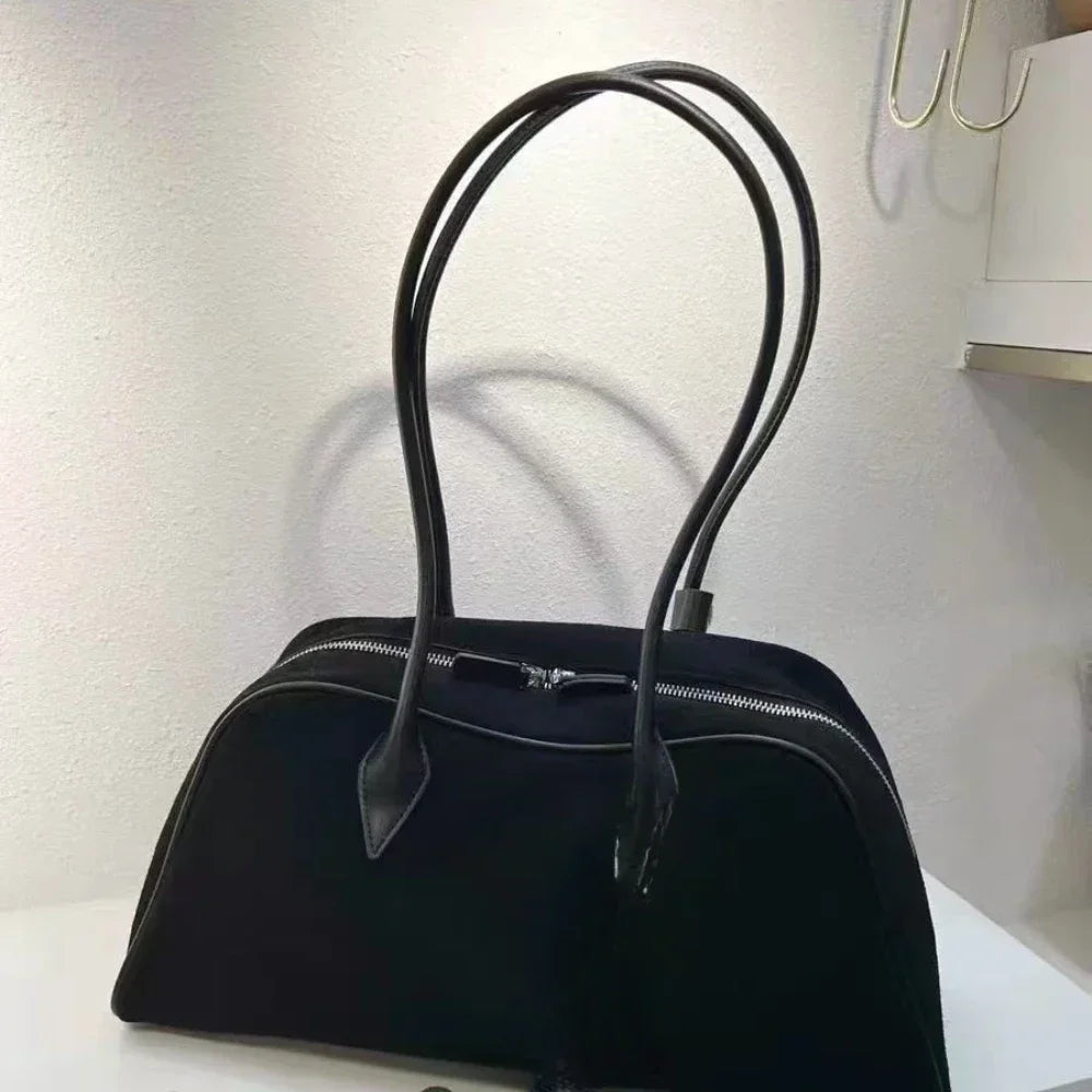 Women’s Large Genuine Leather Tote Soft Matte Suede Cowhide Shoulder Bag, Commuter Handbag