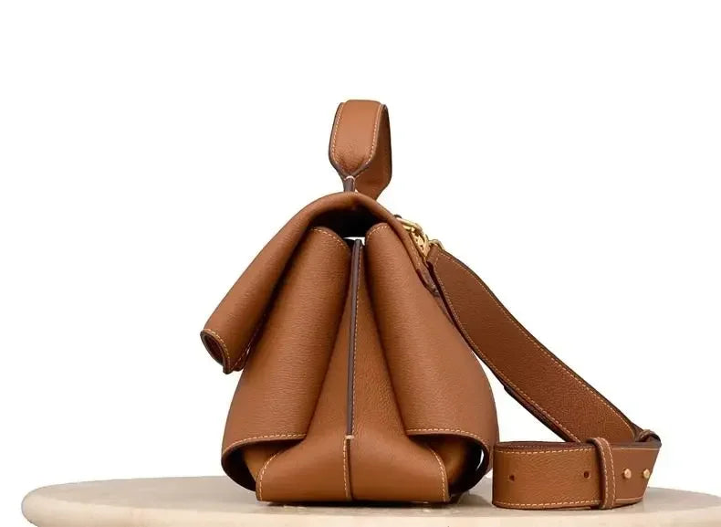 Women’s Pleated Leather Handbag – European & American Fashion