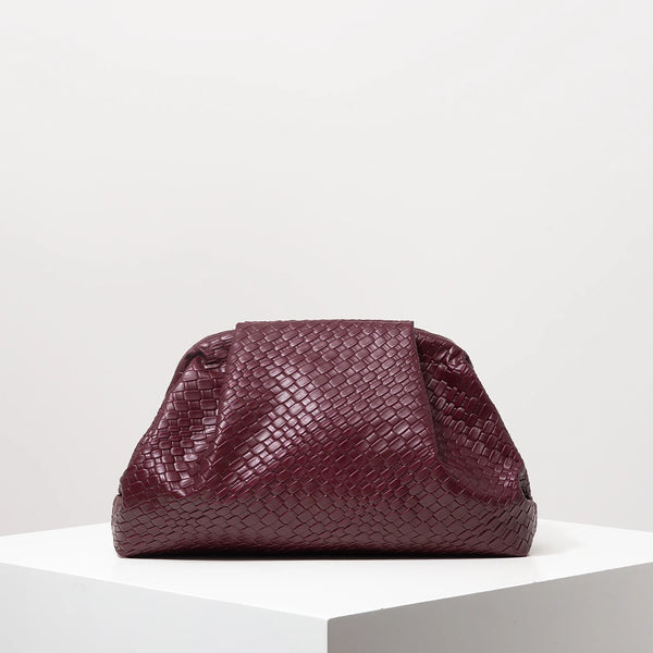 Women’s Woven Pattern Clutch Bag – Burgundy Vintage Design