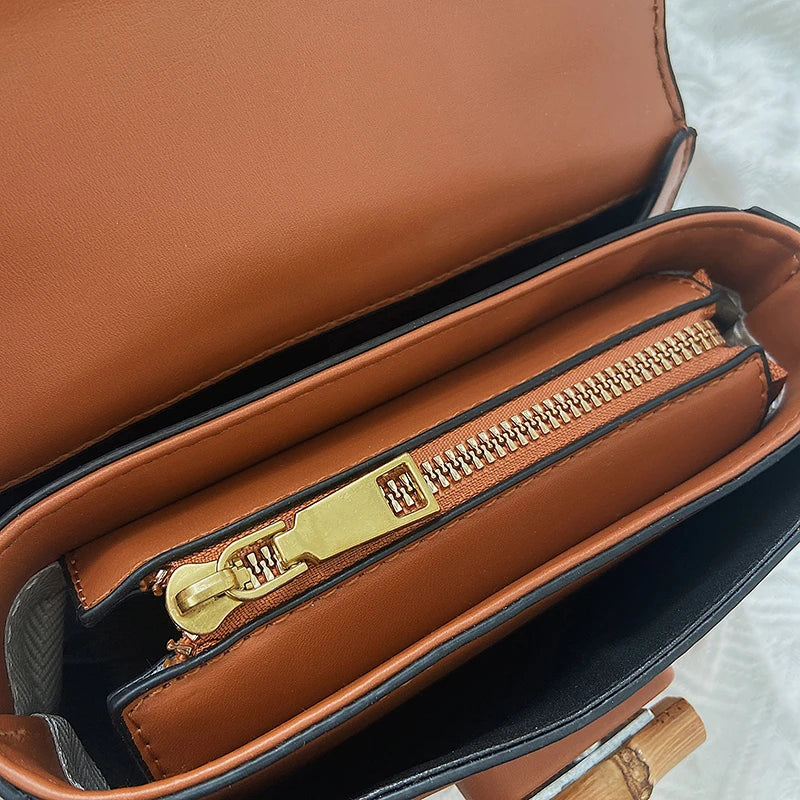 Women’s Luxury Bamboo Saddle Bag – High Quality Designer Crossbody and Shoulder Satchel Handbag