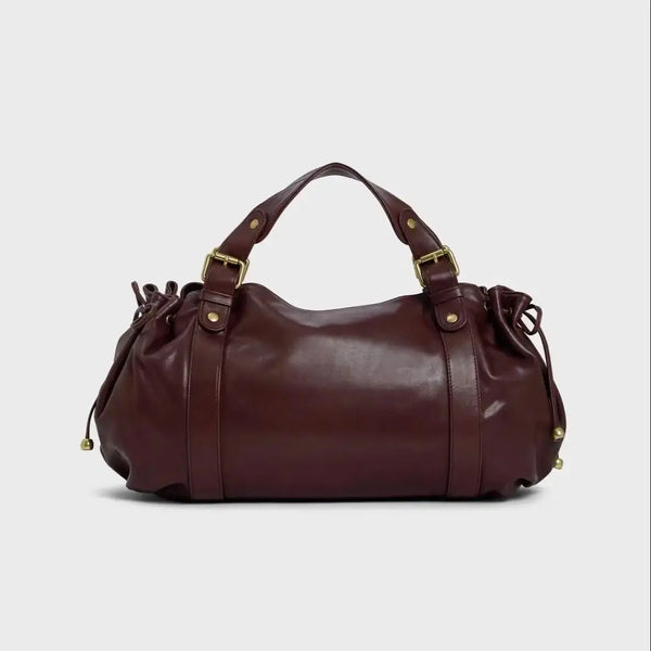 Women’s Vintage Tote – Luxury Solid Color Shoulder Handbag