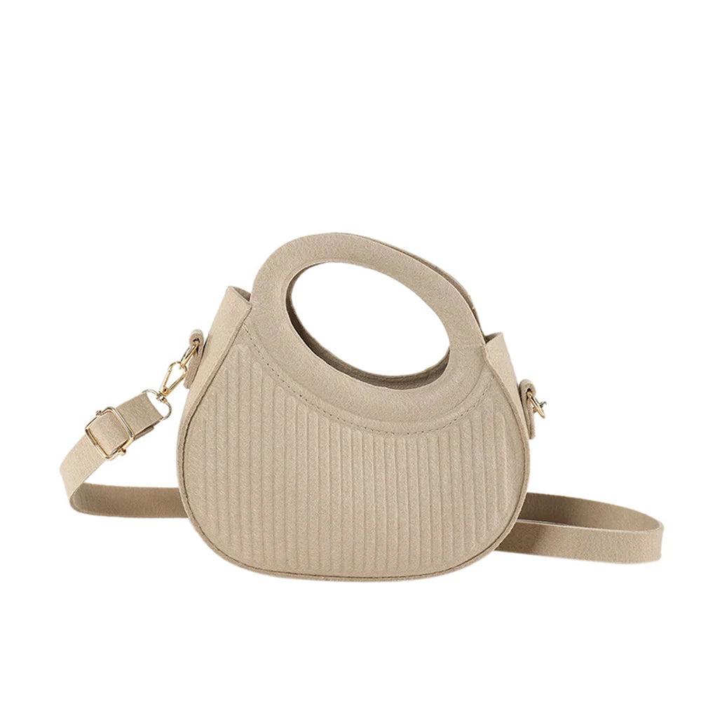 Women’s Candy Color Top-Handle Bag – Portable Felt Crossbody and Shoulder Handbag