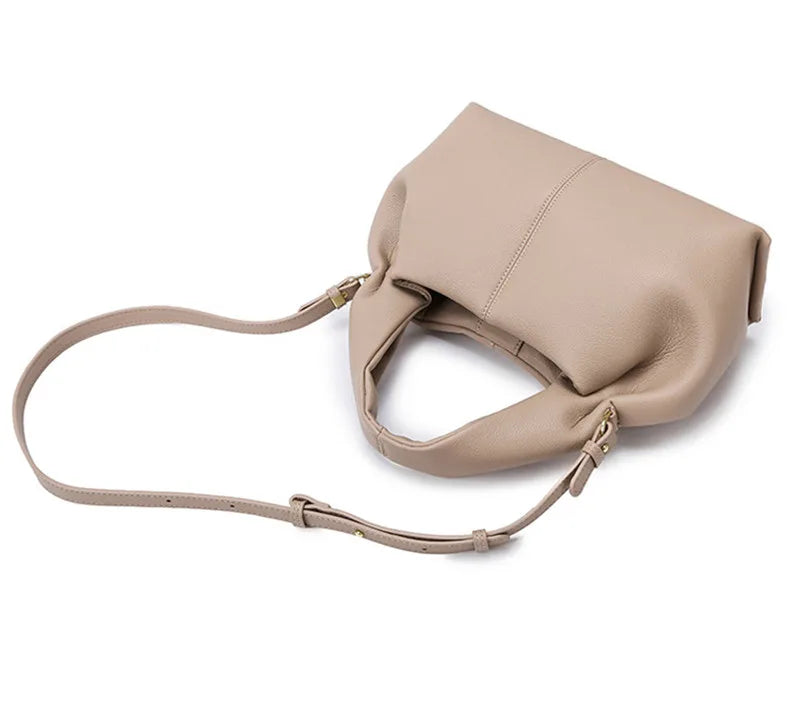 Women’s Fashion Leather Shoulder Bag Designer Dumpling Tote, High Capacity Solid Color Handbag