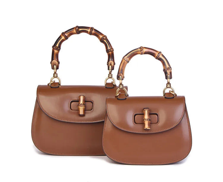 Women’s Premium Leather Designer Bamboo Handle Bag
