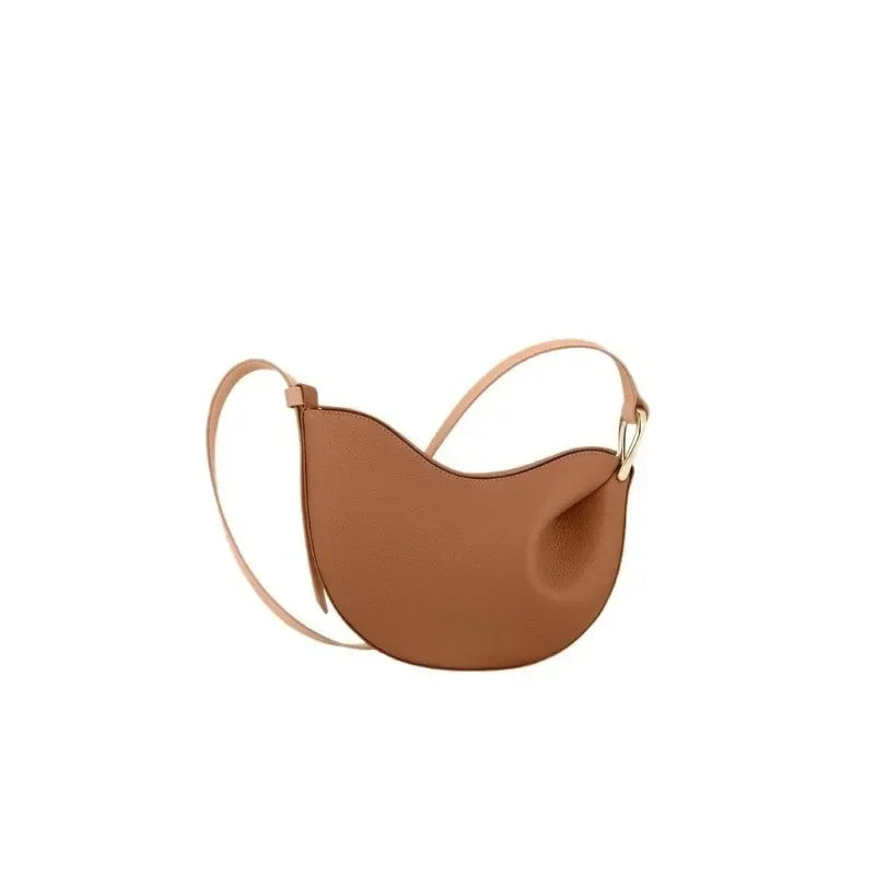 Women’s Mini French Bead Bag – Simple Leather Strap Shoulder Bag