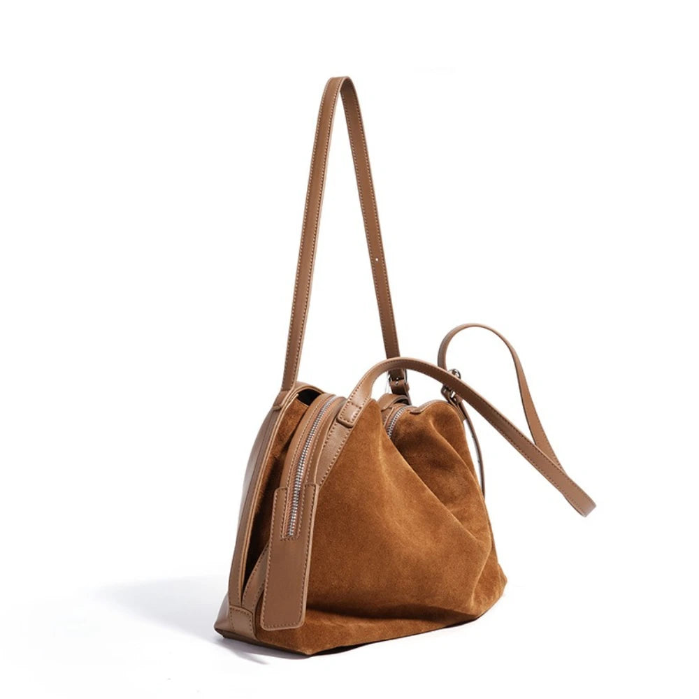 Women's Retro Cowhide Leather Underarm Bag – Large Capacity Zipper Shoulder & Tote Handbag