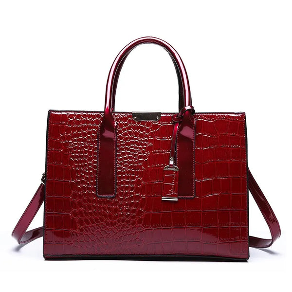 Women’s Crocodile Print Tote – Large Capacity Crossbody Bag