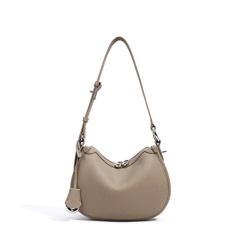 Women’s Blue Round Saddle Bag – Summer Cow Leather Crossbody Bag