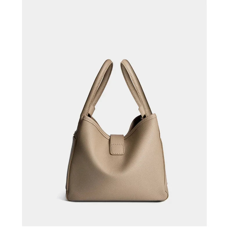 Women’s Cowhide Vegetable Basket Bag – Niche Design Soft Leather Shoulder Commuter Handbag