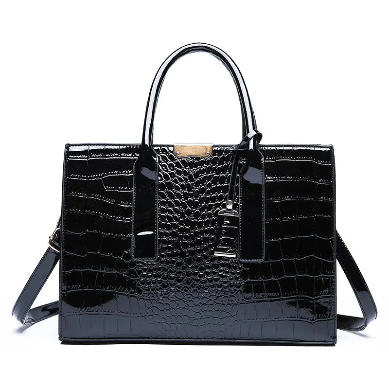 Women’s Crocodile Print Tote – Large Capacity Crossbody Bag