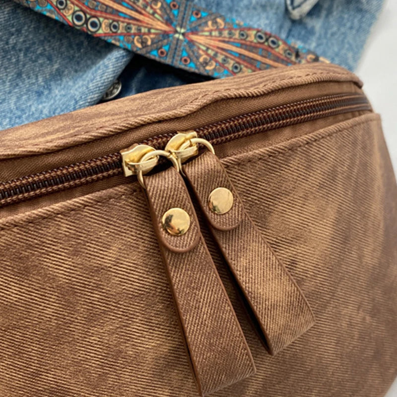 Women’s Designer Hobo Bag – Solid Color Luxury Waist & Shoulder Pack