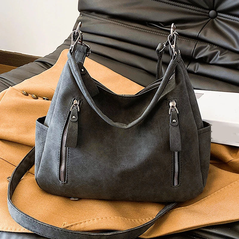 Women’s Retro Side Shoulder Bag Large Capacity Casual Tote