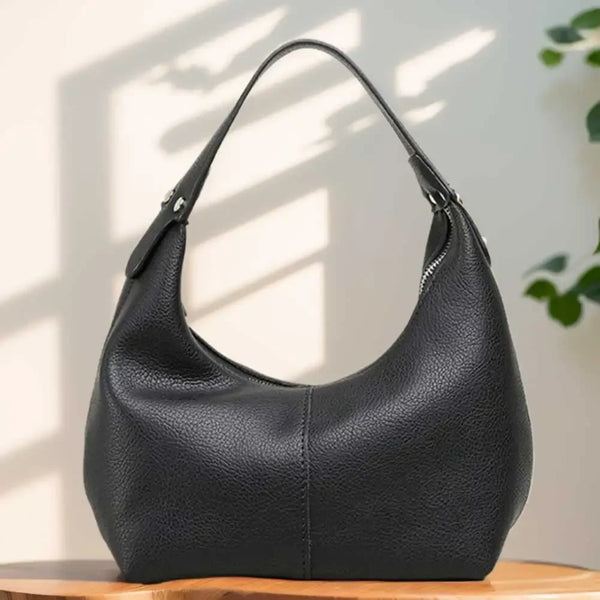Women’s Vintage Underarm Hobo Bag Soft Solid Color Shoulder Handbag for Daily Use