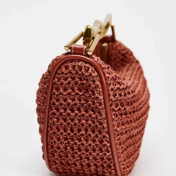 Women’s Straw Crossbody & Tote Bag – Summer Half-Moon Design