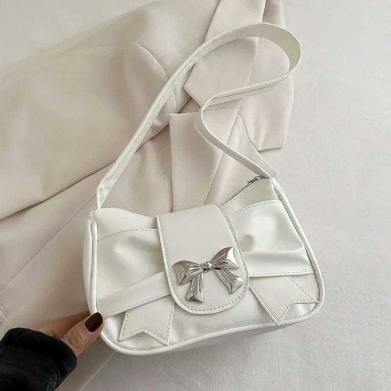 Women’s Casual Bow Shoulder Bag Stylish Underarm Handbag for Daily