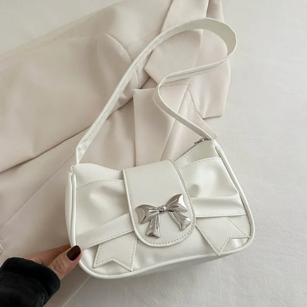 Women’s Casual Bow Shoulder Bag Stylish Underarm Handbag for Daily