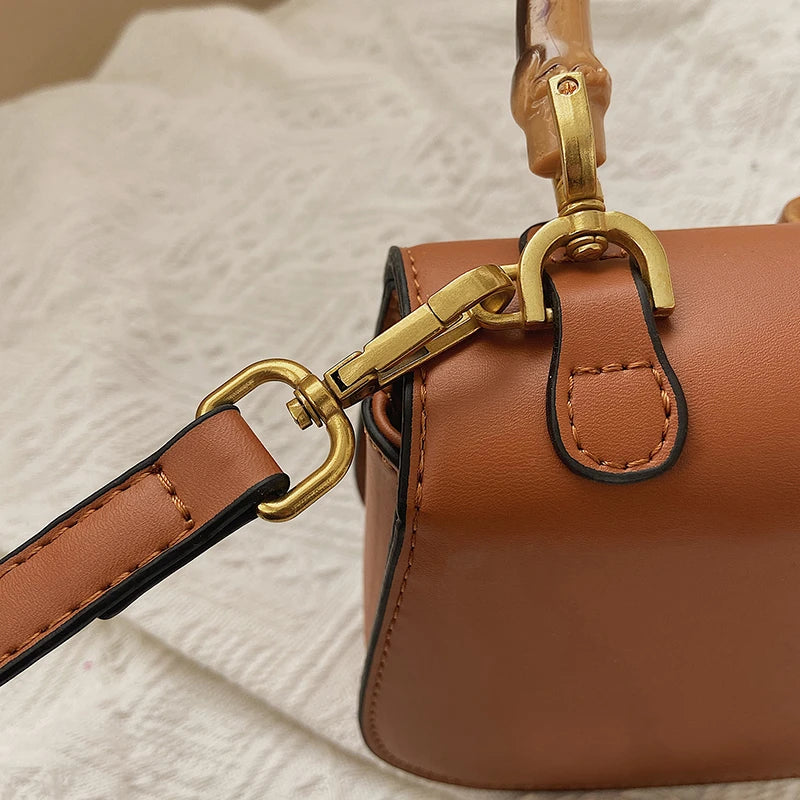 Women’s Luxury Bamboo Saddle Bag – High Quality Designer Crossbody and Shoulder Satchel Handbag