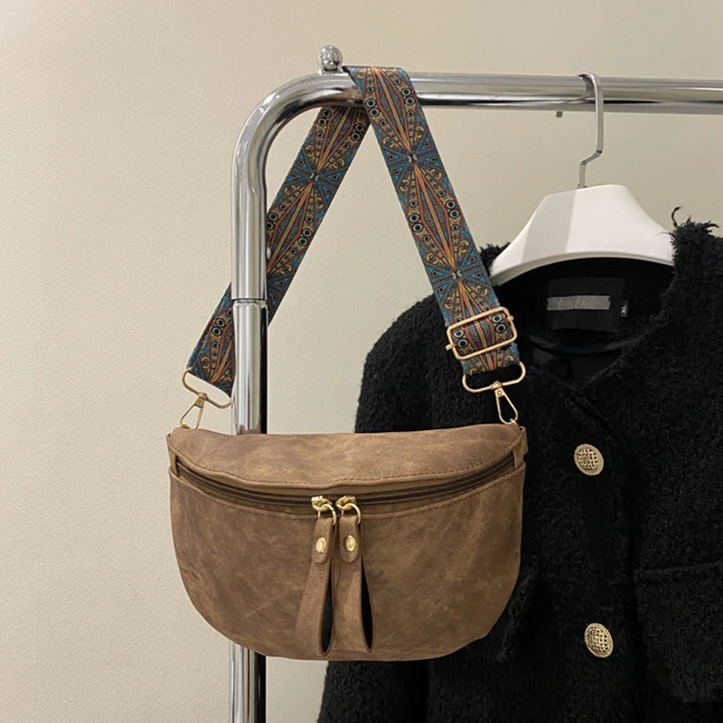 Women’s Designer Hobo Bag – Solid Color Luxury Waist & Shoulder Pack