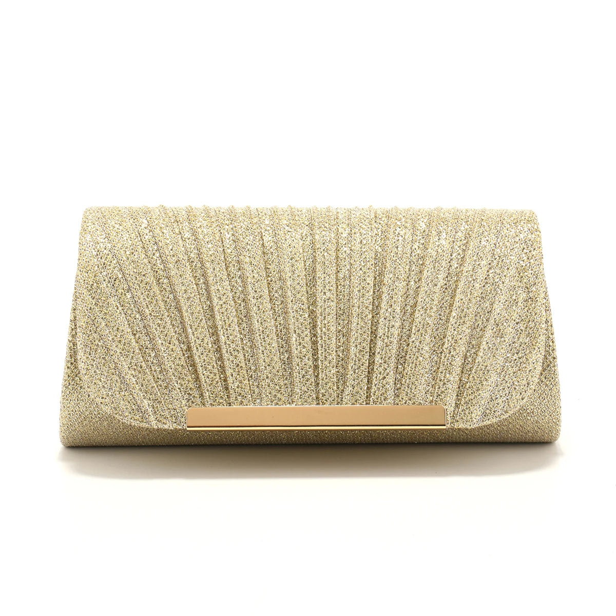 Women’s Metal Evening Bag – Envelope-Shaped Baguette Handbag for Party & Wedding Events