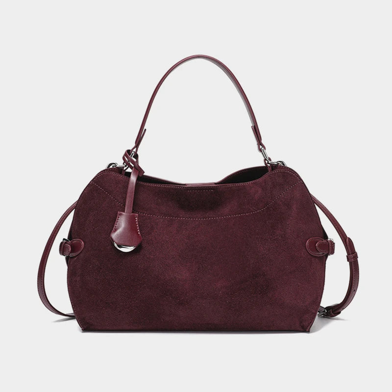 Women’s Designer Shell Tote Genuine Leather and Suede Shoulder Bag