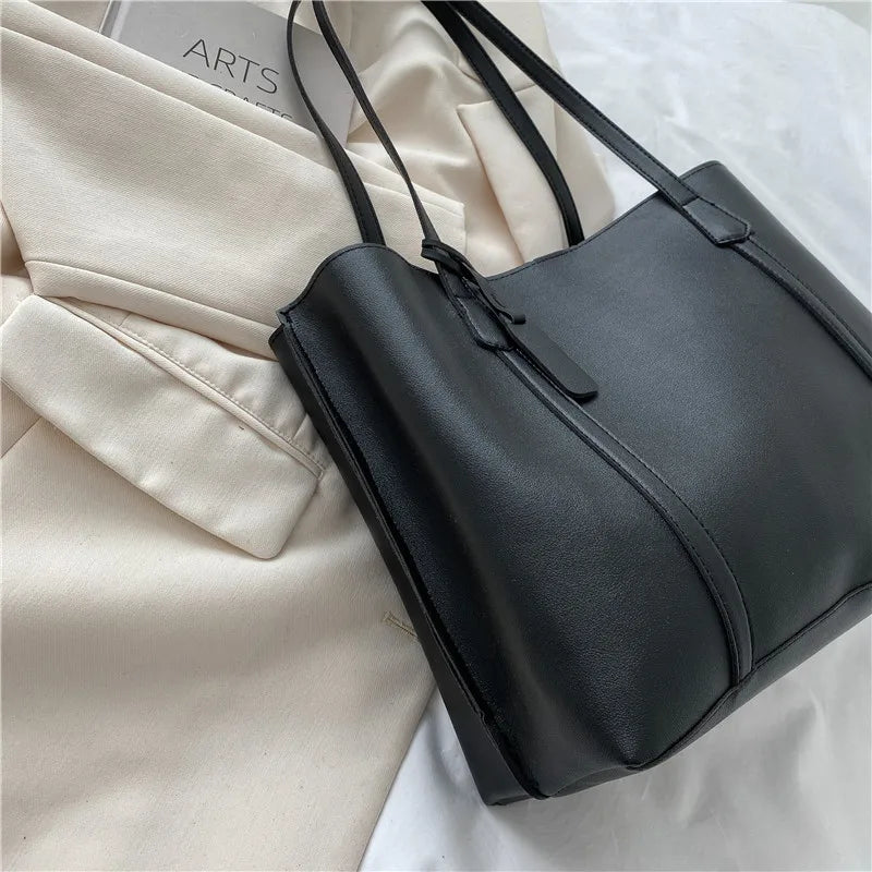 Women’s Large Capacity Soft Leather Tote Bag, Casual and Versatile Shoulder Handbag