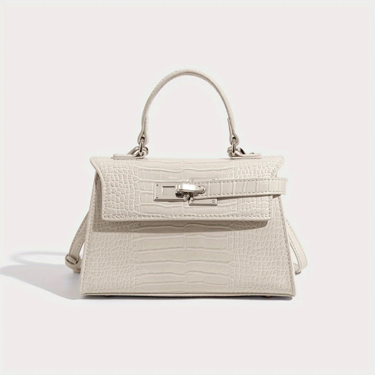 Women's Crocodile Leather Shoulder Bag – Elegant Pink Handbag