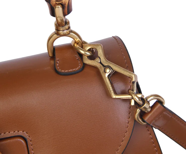 Women’s Premium Leather Designer Bamboo Handle Bag