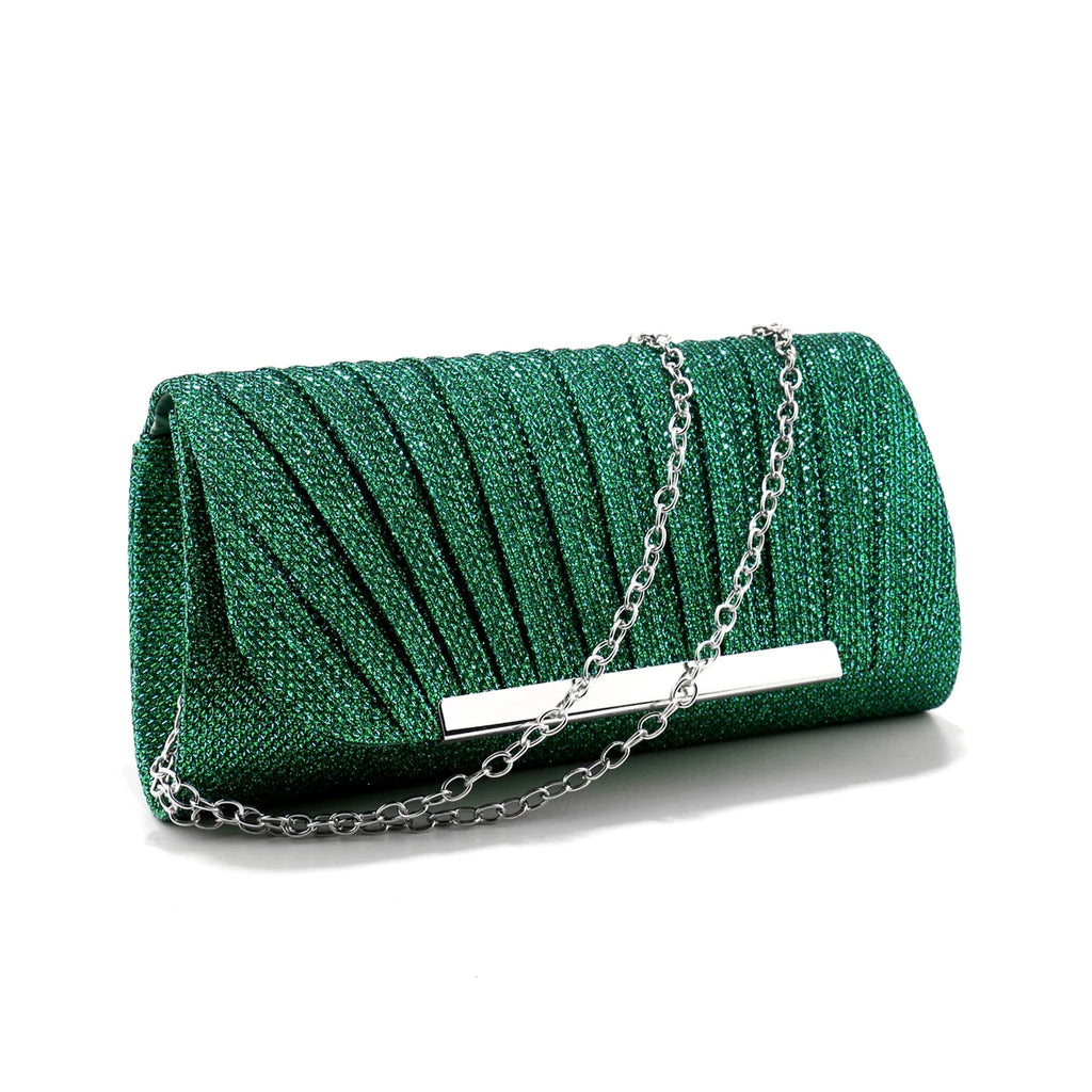 Women’s Metal Evening Bag – Envelope-Shaped Baguette Handbag for Party & Wedding Events