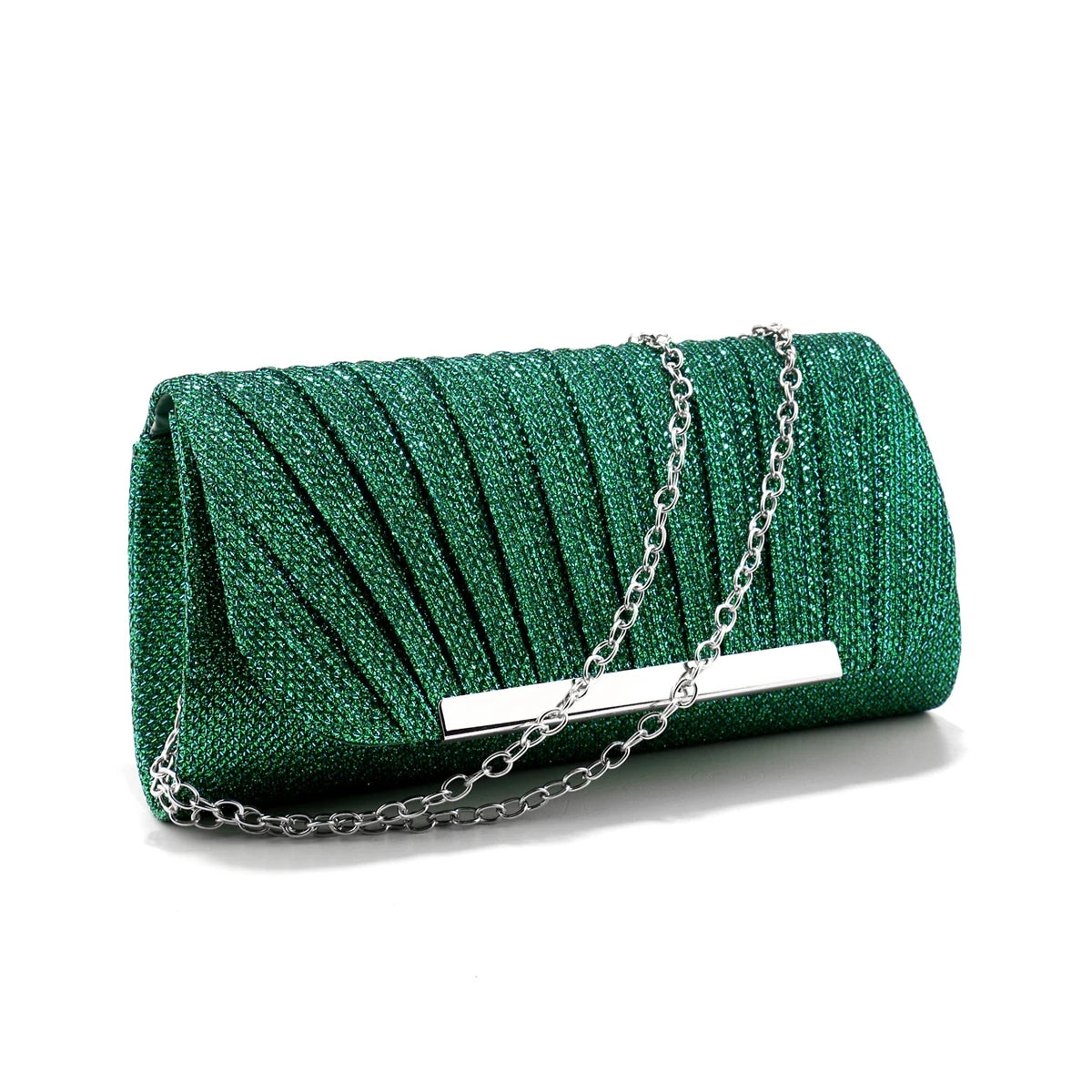 Women’s Metal Evening Bag – Envelope-Shaped Baguette Handbag for Party & Wedding Events