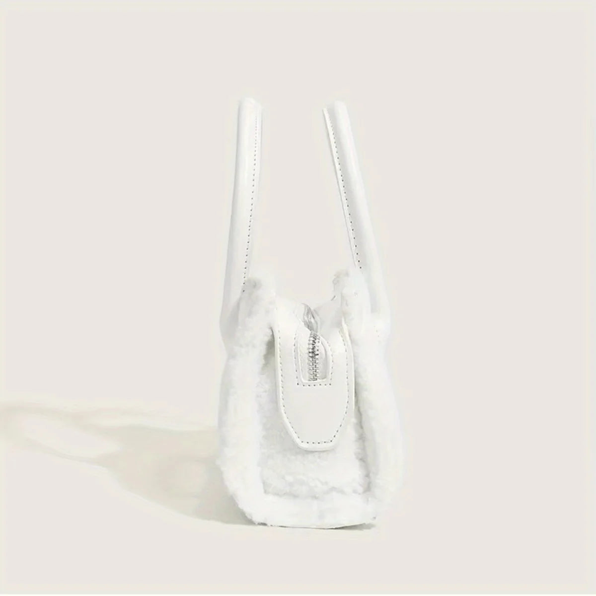 Women’s Plush Handbag – Portable White Luxury Shoulder & Crossbody Bag