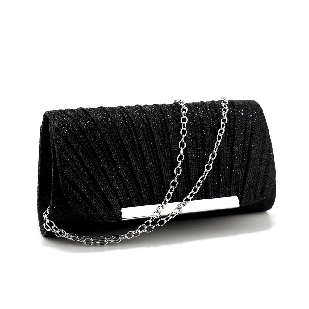 Women’s Metal Evening Bag – Envelope-Shaped Baguette Handbag for Party & Wedding Events