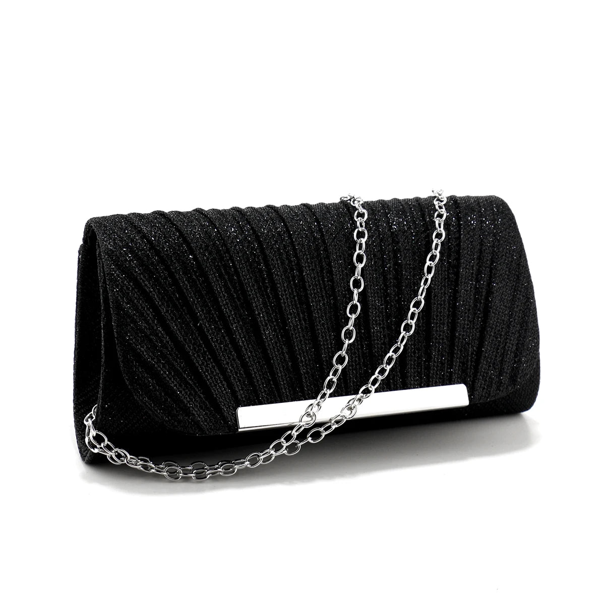 Women’s Metal Evening Bag – Envelope-Shaped Baguette Handbag for Party & Wedding Events