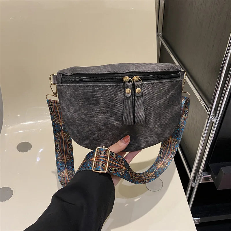 Women’s Designer Hobo Bag – Solid Color Luxury Waist & Shoulder Pack