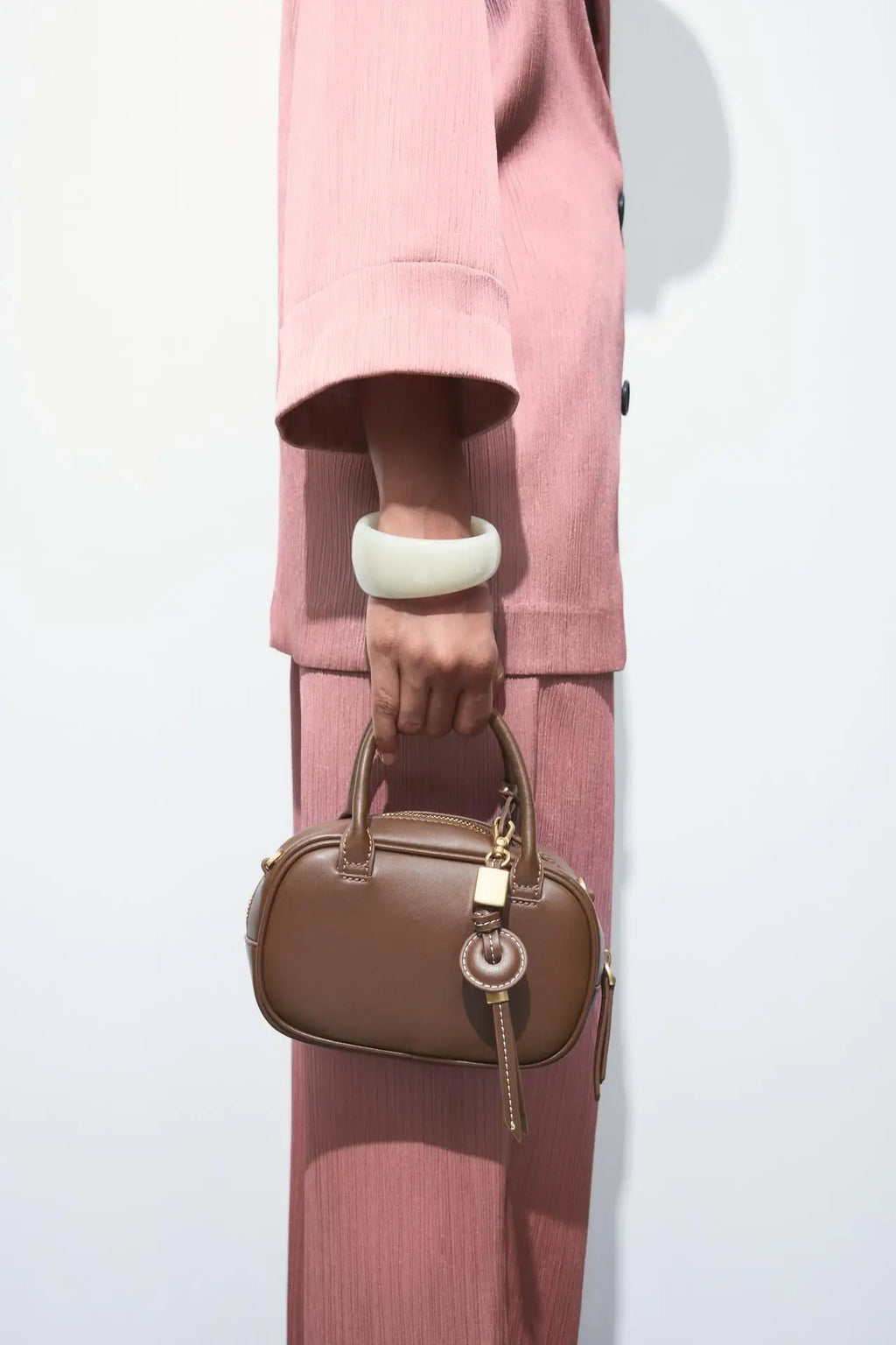 Women’s Mini Crossbody Bag – Vintage Topstitched Shoulder Bag