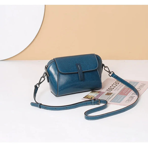 Women’s Cowhide Leather Shell Bag Small Crossbody Shoulder Handbag