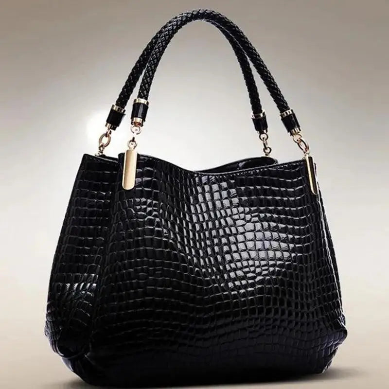 Women’s Crocodile Print Tote – Elegant Large Capacity Shoulder Bag