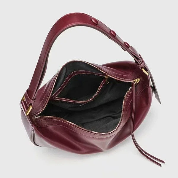 Women’s Retro Red Dumpling Bag Large-Capacity Fashion Shoulder & Crossbody Handbag