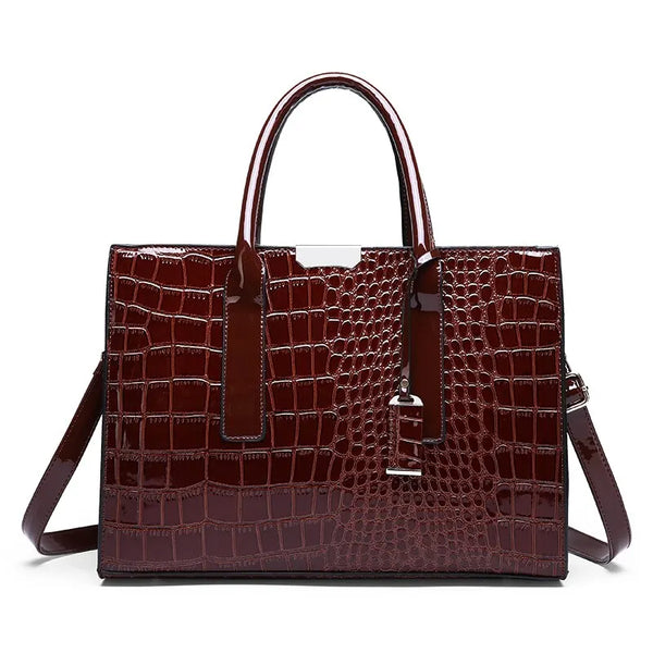 Women’s Crocodile Print Tote – Large Capacity Crossbody Bag