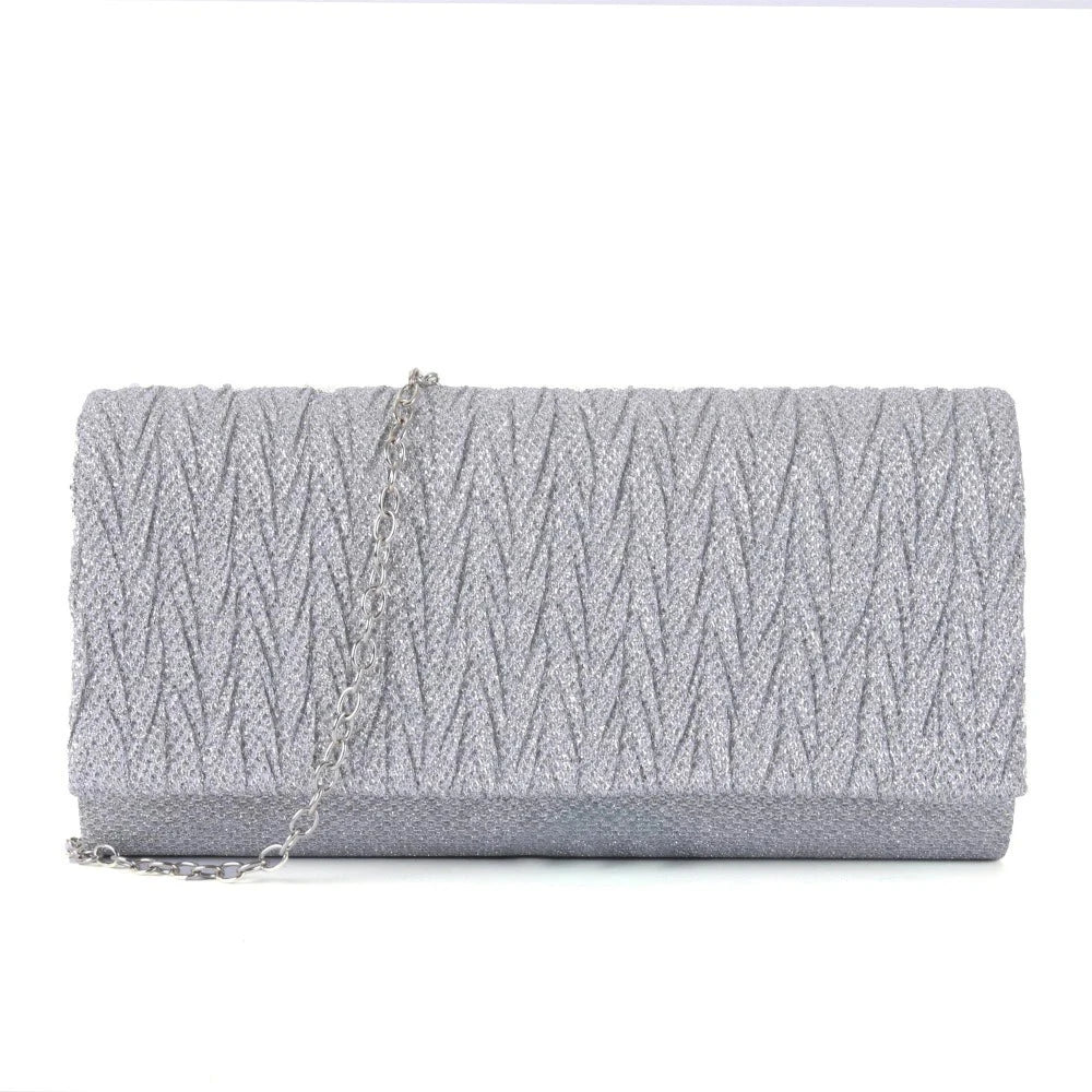 Women’s Mini Baguette Clutch Bag – Dazzling Pleated Round-Bottomed Crossbody Evening Bag
