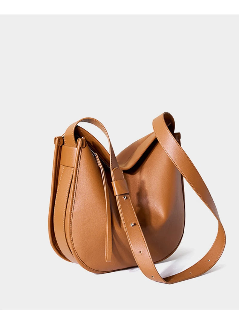 Women's Large Capacity Leather Tote Bag – Designer Shoulder and Crossbody Bag