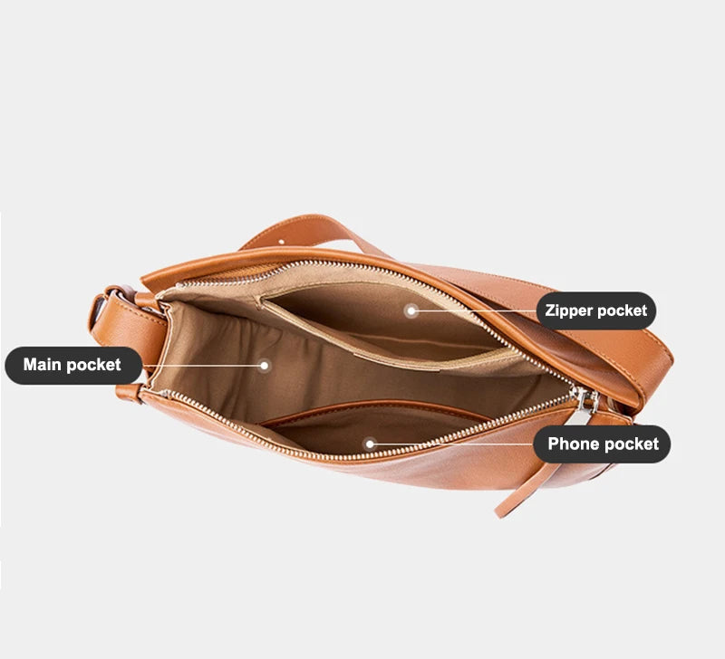 Women's Large Capacity Leather Tote Bag – Designer Shoulder and Crossbody Bag